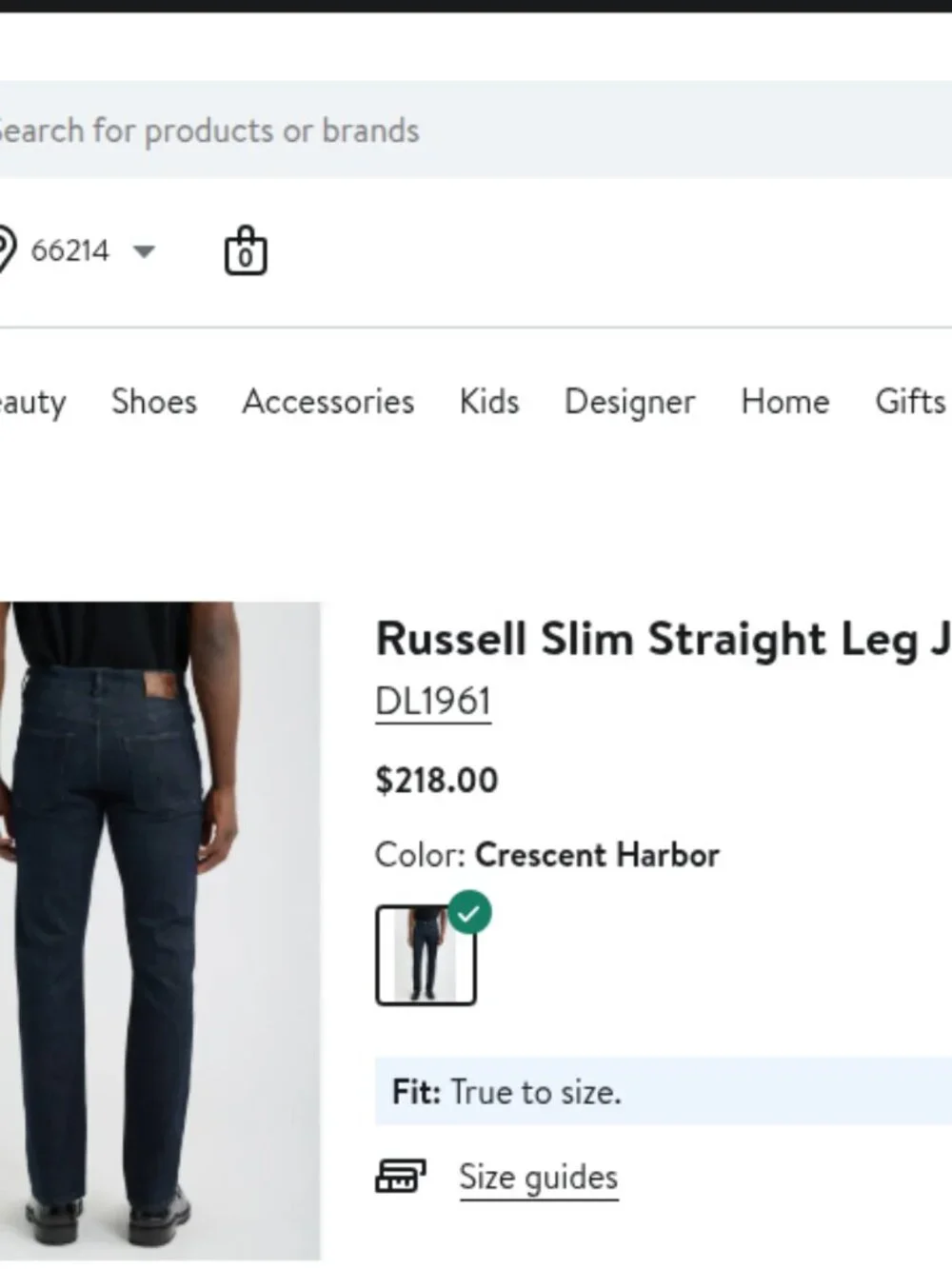 DL1961 Russell Slim Straight Jeans - Crete Wash - Size 34 x 34 Designer Fashion